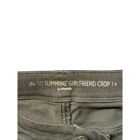 Chico’s So Slimming Girlfriend Crop Pants Women’s Size 2 US 12 Green Twill - Picture 3 of 9